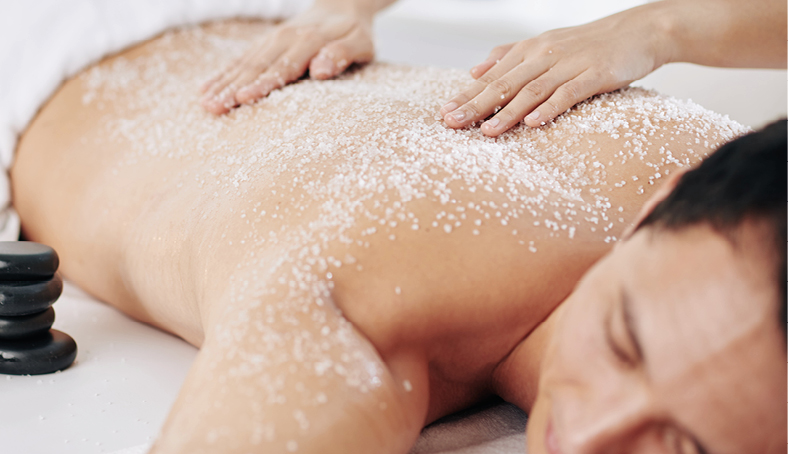 mens body scrub with massage in our Birmingham clinics from men